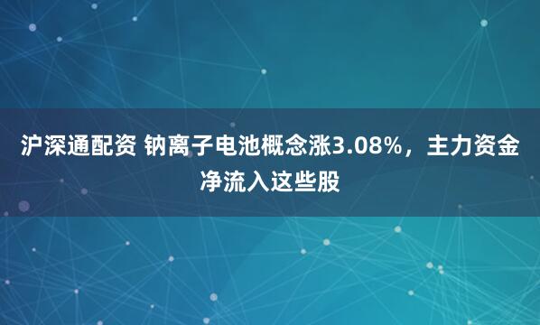 沪深通配资 钠离子电池概念涨3.08%，主力资金净流入这些股
