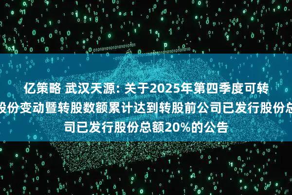 亿策略 武汉天源: 关于2025年第四季度可转债转股结果和股份变动暨转股数额累计达到转股前公司已发行股份总额20%的公告
